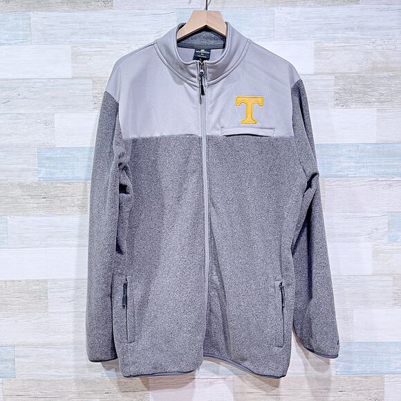 Tennessee Volunteers Full Zip Fleece Jacket Gray Mock Neck Colosseum Mens XL - Picture 1 of 8